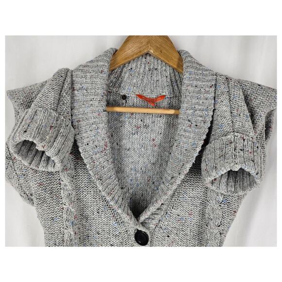 MODCLOTH WOMEN'S GREY CABLE KNIT SHAWL COLLAR CARDIGAN – SIZE MEDIUM - Picture 4 of 7